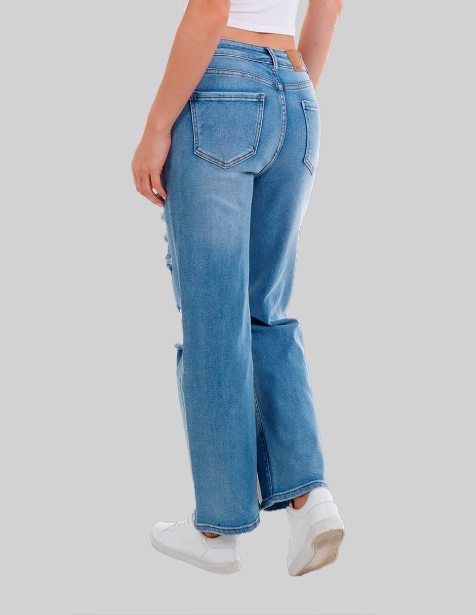 Jeans relaxed relajado media cintura para mujer - Imagen 3