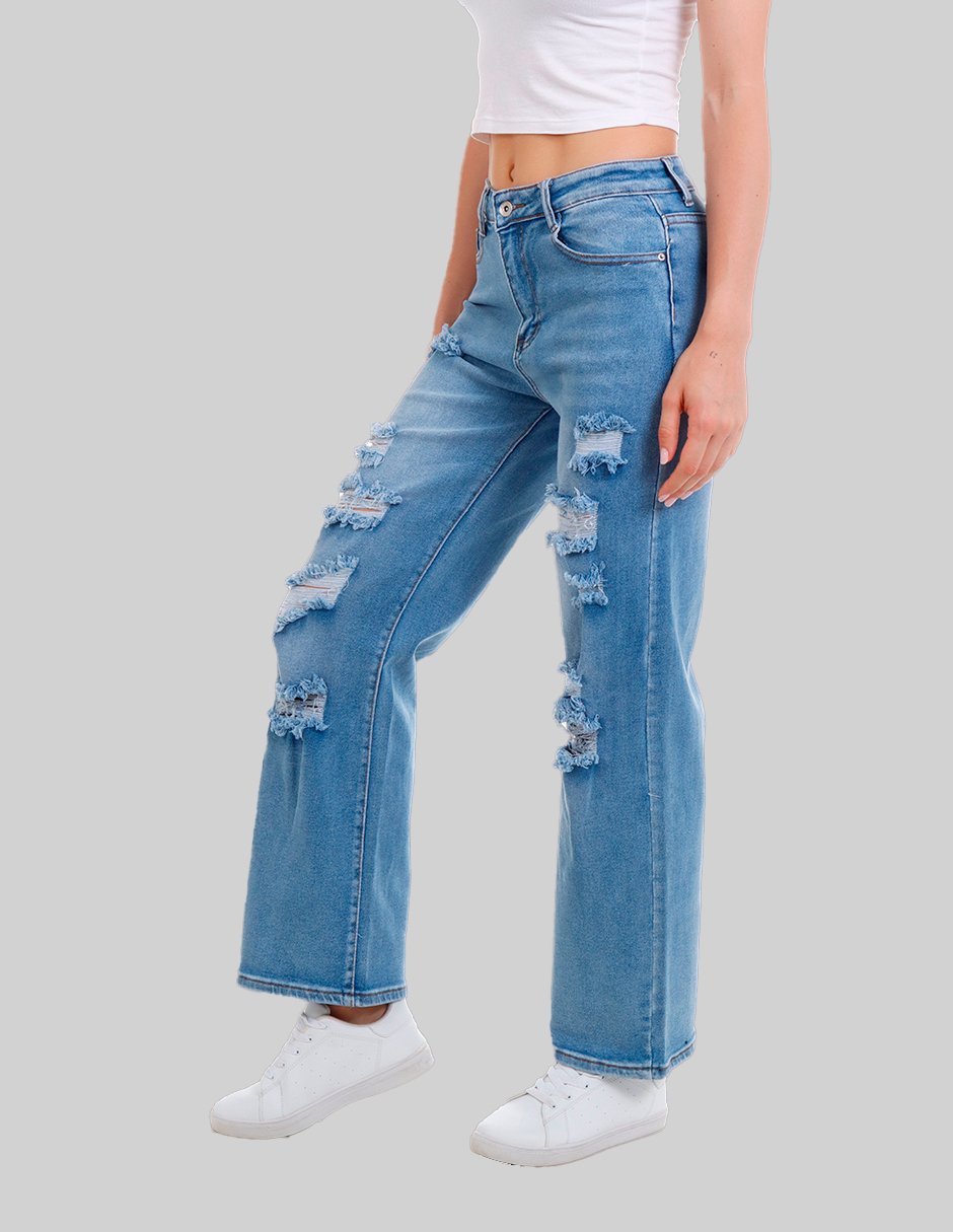 Jeans relaxed relajado media cintura para mujer - Imagen 2