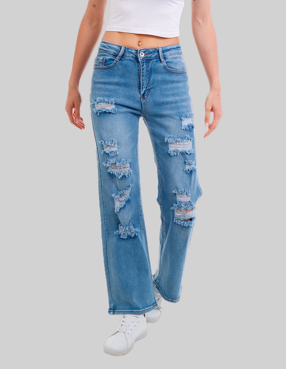 Jeans relaxed relajado media cintura para mujer